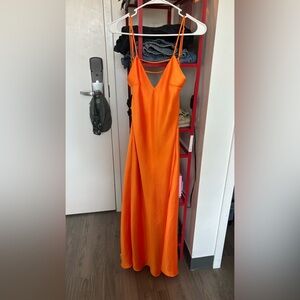 Zara Vivid Orange Midi Dress